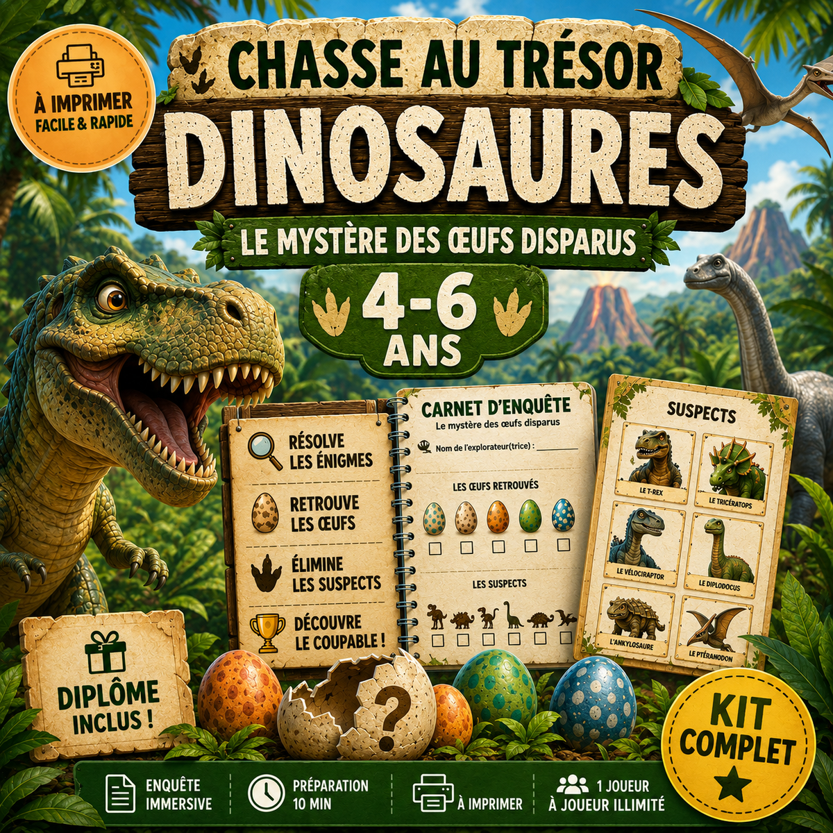 Chasse au trésor Dinosaure – 4 à 6 ans