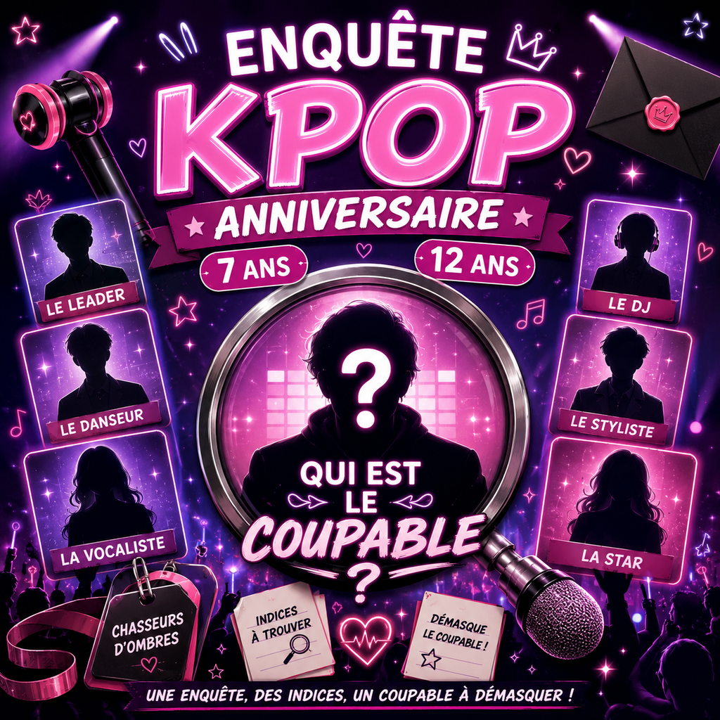 Chasse au trésor K-Pop – 7 à 12 ans | Enquête & Énigmes à Imprimer