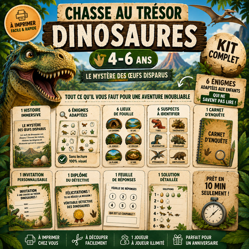 Chasse au trésor Dinosaure – 4 à 6 ans