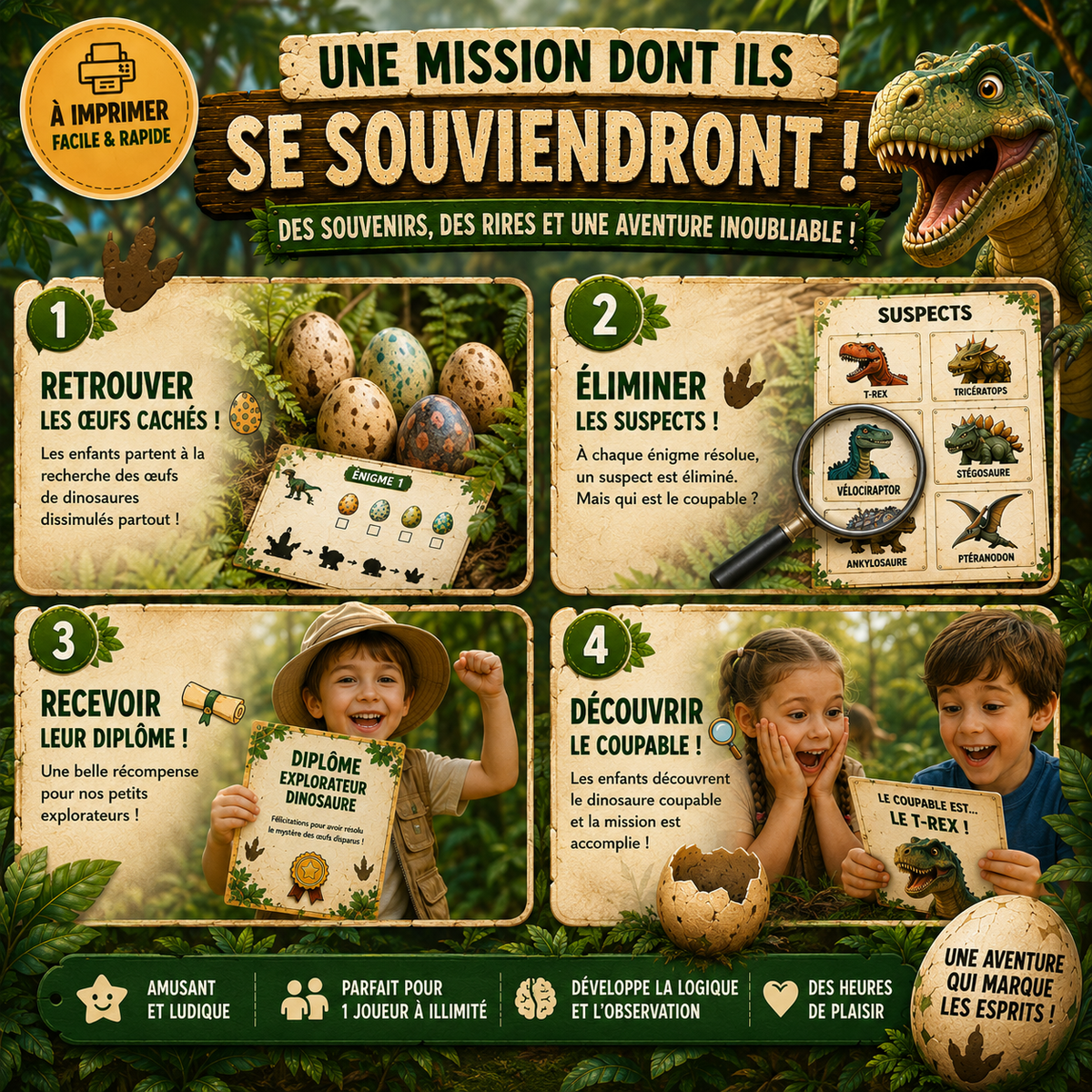 Chasse au trésor Dinosaure – 4 à 6 ans