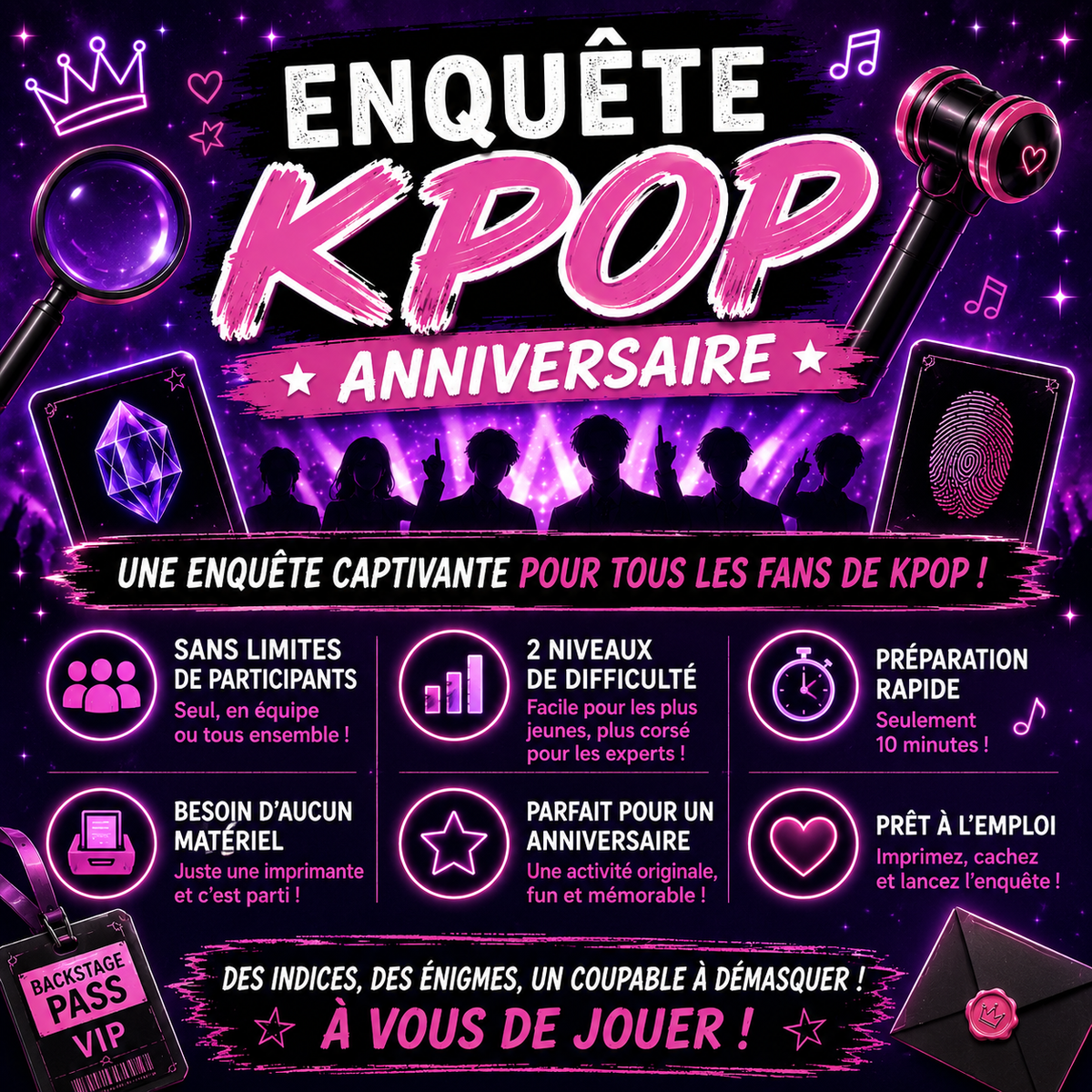 Chasse au trésor K-Pop – 7 à 12 ans | Enquête & Énigmes à Imprimer
