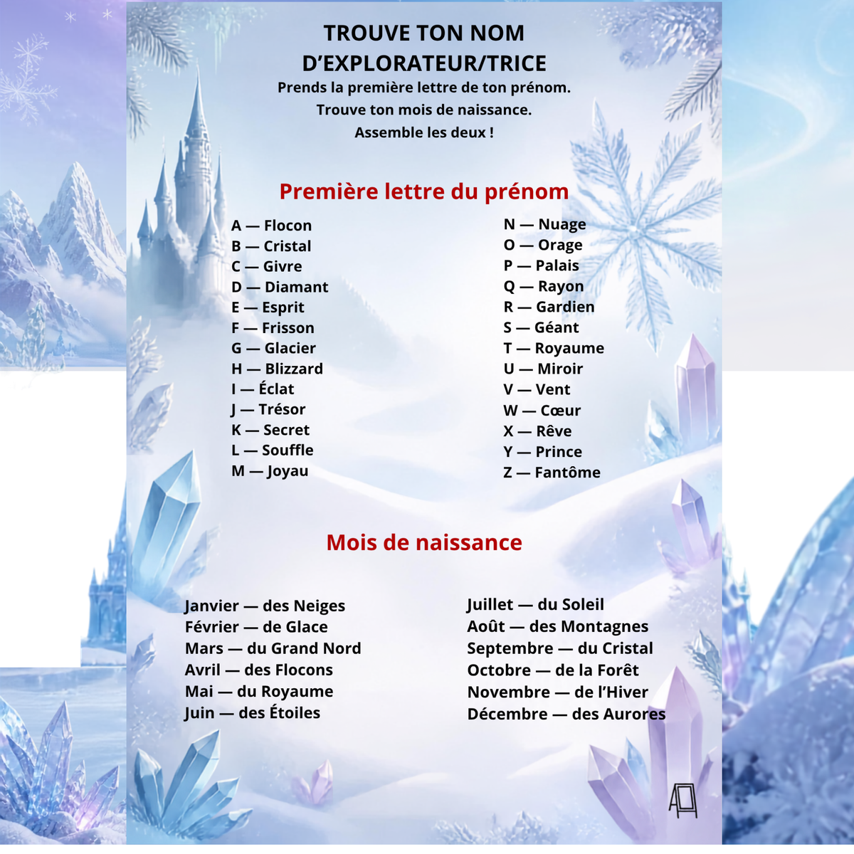 Chasse au trésor Royaume des Glaces – 4 à 6 ans